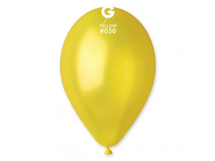 Latexový metalický balónek 28cm, 030 žlutý