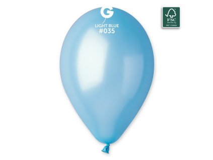 Latexový metalický balónek 28cm, 035 světle modrý