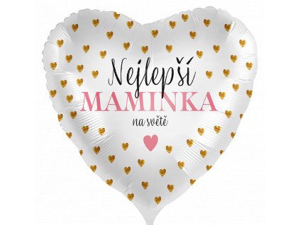 Fóliový balónek srdce 43cm, Nejlepší maminka na světě CZ