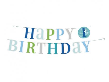 Girlanda Happy Birthday 1 modrá