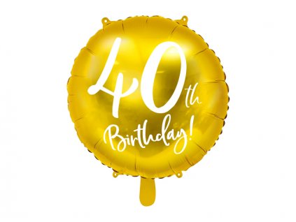 Fóliový balónek kruh 45cm, 40th Birthday zlatý