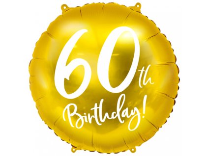 Fóliový balónek kruh 45cm, 60th Birthday zlatý