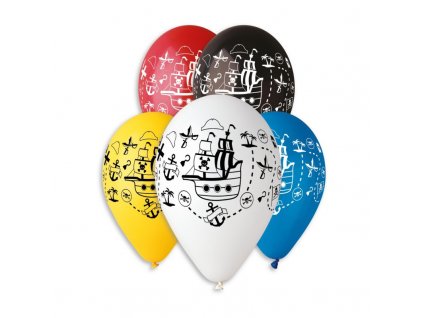 Latexový balónek 30cm, potisk pirátská loď