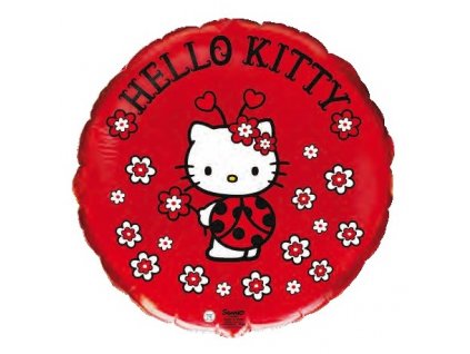 Fóliový balónek kruh 46cm, Hello Kitty červený