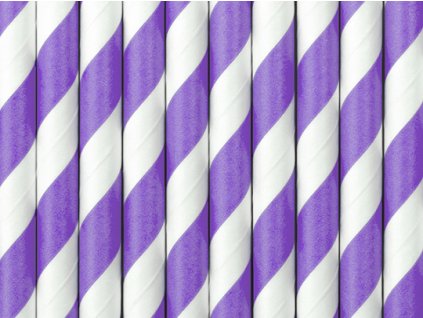 Brčka papírová fialové proužky, 10ks