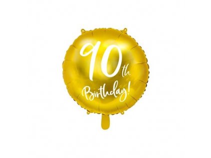 0013619 foliovy balonek zlaty 90th birthday 45 cm