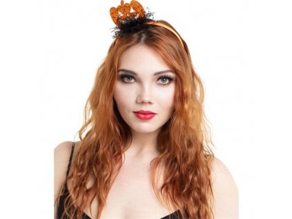 Halloweenská čelenky glitrová dýně