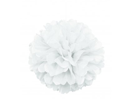 Dekorační závěsný pom pom bílý, 40cm