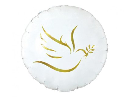 Fóliový balónek kruh 45cm, zlatá holubice