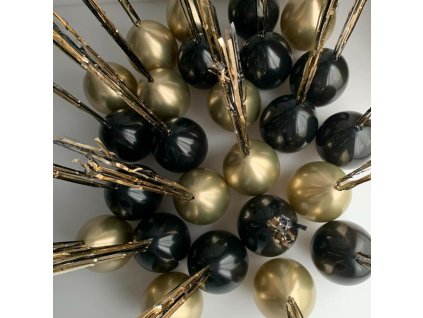 Balónky s héliem na strop "Black and Gold" se zlatými povázkami