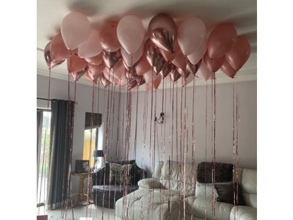 Balónky s héliem na strop "Pink and Rose Gold"