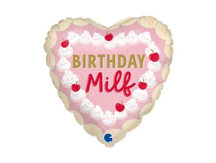 Fóliový balónek srdce 46cm, Birthday Milf