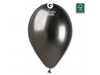 Latexový chromový balónek 33cm, vesmírně šedý