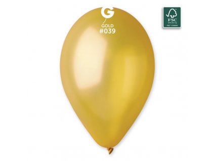 Latexový metalický balónek 28cm, 039 zlatý