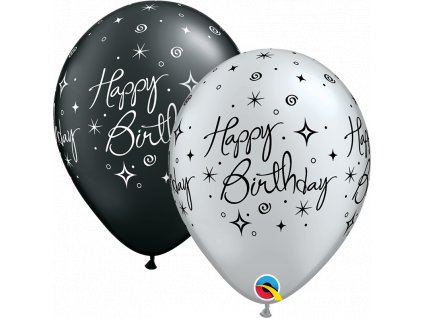 Latexový balónek 28cm, potisk Happy Birthday