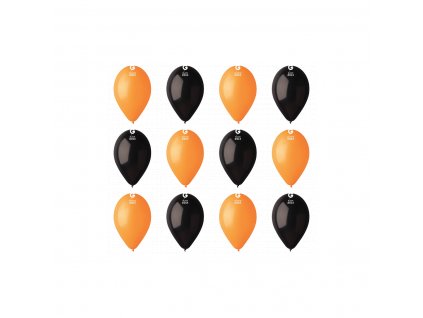 Balónky latexové 26cm, oranžové a černé odstíny, 12 ks