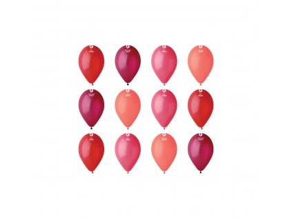 Balónky latexové 26cm, červené odstíny, 12ks