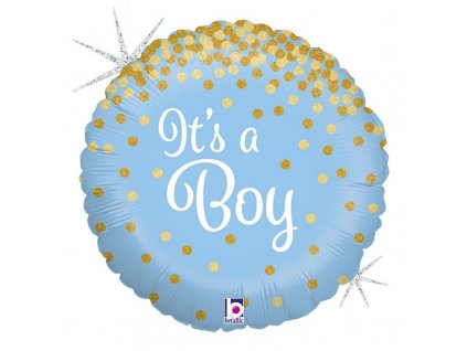 Fóliový balónek kruh 46cm, Třpytivé Its a Boy