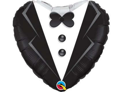 Fóliový balónek srdce 46cm, Svatební oblek