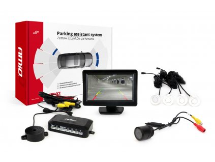 Sada parkovací asistent TFT01 4,3" s kamerou HD-301-IR 4 senzory bílé
