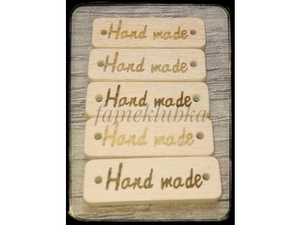 Dřevěný obdélníkový štítek Handmade