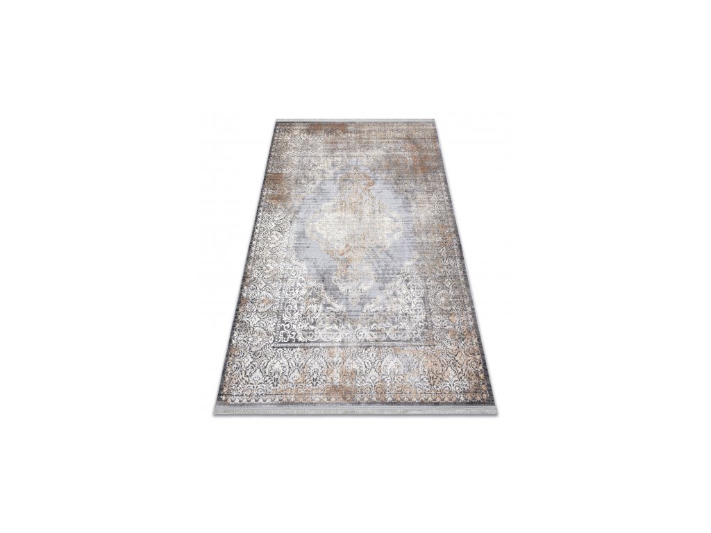Moderný koberec LUCE 80 ornament vintage - Štrukturálny sivá / horčica
