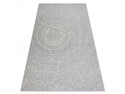Koberec FLAT SISAL 48832637 Kruhy, bodky sivá / krémová