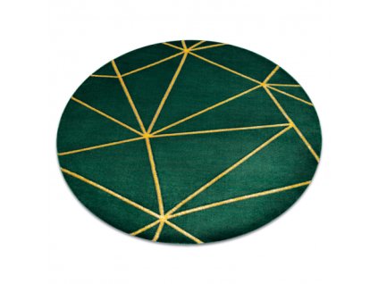 Koberec okrúhly EMERALD exkluzívne 1013 glamour, štýlový geometrický fľaškovo zelené / zlato