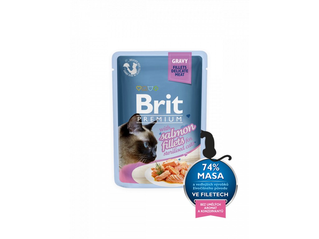 Brit Premium Cat Pouch Delicate Fillets in Gravy with Salmon for Sterilised 85g kapsička