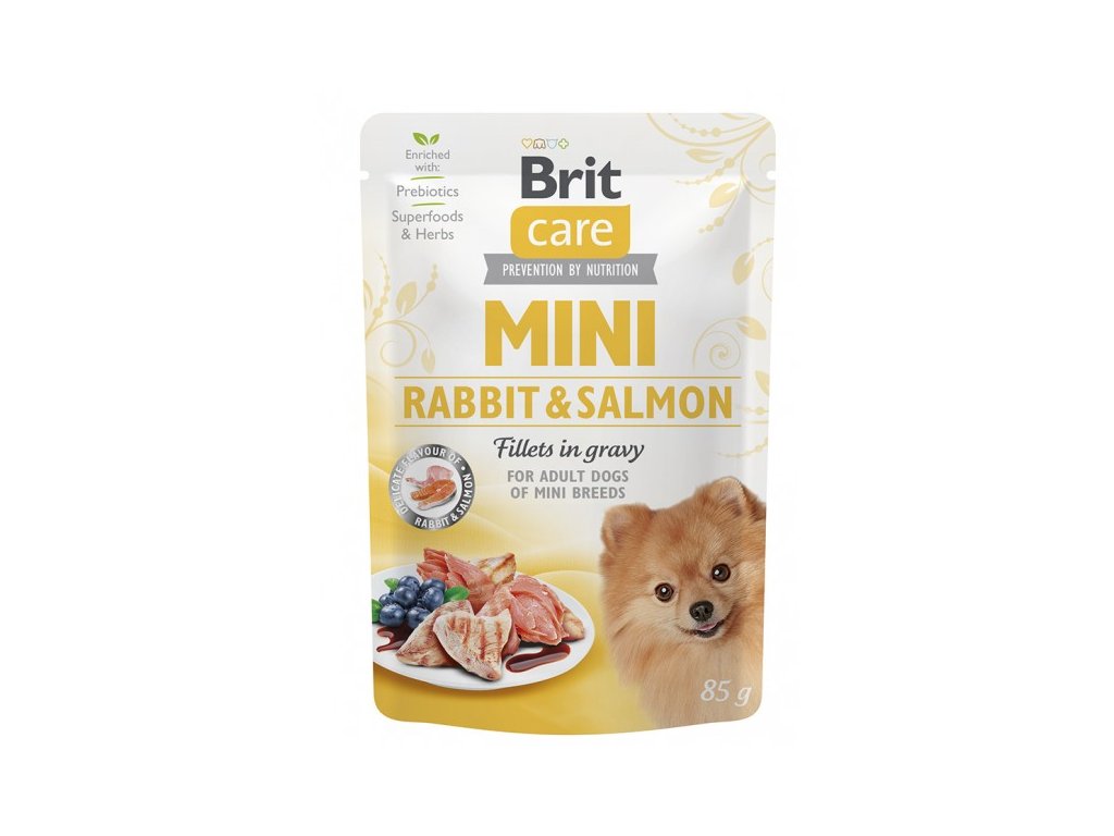 Brit Care MINI Dog Rabbit & Salmon fillets in gravy 85g kapsička