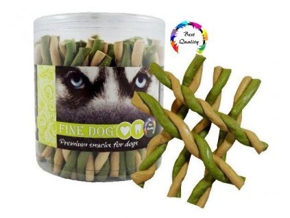 fine dog jerky kroucena tyc vanilka mint 12cm 50ks