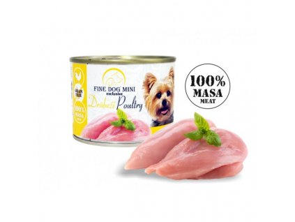 fine dog mini exclusive konzerva pro psy drubezi 100% masa 200 g