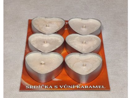 Set vonných sojových svíček ve tvaru srdce - vůně karamel