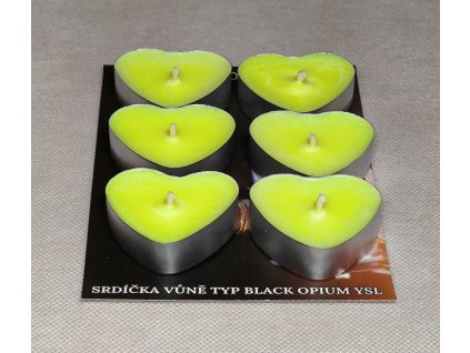 Set vonných sojových svíček ve tvaru srdce - vůně typu Black Opium YSL