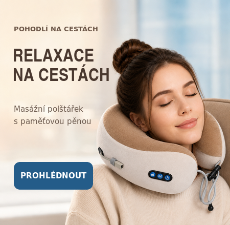 Masážní cestovní polštářek na krk s paměťovou pěnou