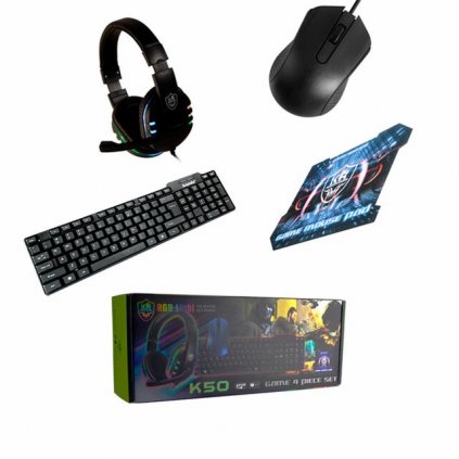 Combo Gamer Kit 4 Piezas Teclado Mouse Audifonos Pad Mouse K50 1 06632.1629356716