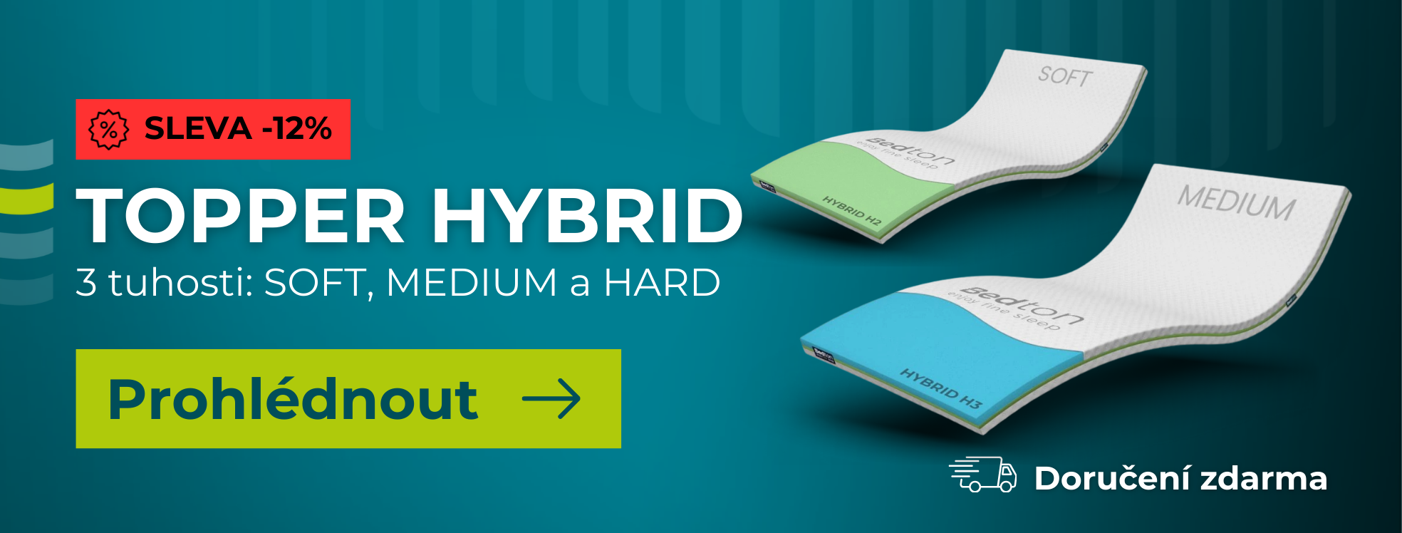 Sleva 12 % na topper hybrid Soft, Medium, Hard