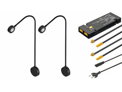 2 ks Lampička LOOX LED 2018 12V Povrchová montáž + Driver 12V/15 W + Napájecí kabel