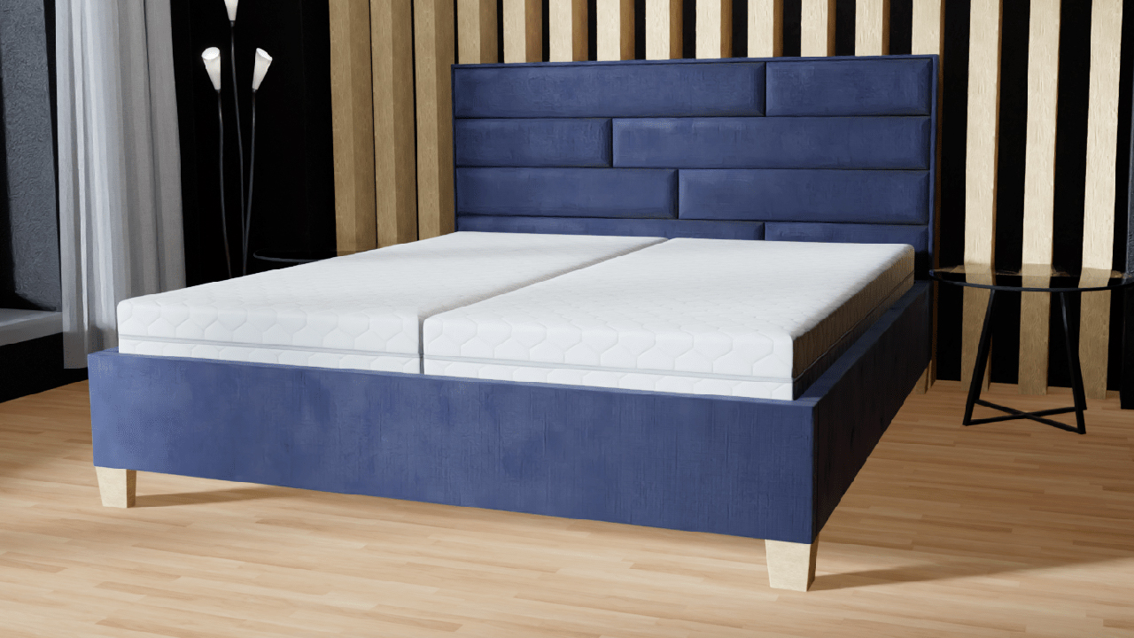 BEDTON 180x200 cm LYRA TW, vnitřní konstrukce z masivu Výška hlavové části: 96 cm, Výška bočnic: 45 cm, Druh látky: MAGIC VELVET, Odstín látky: N. • čalouněné dvoulůžko, nohy z masivu