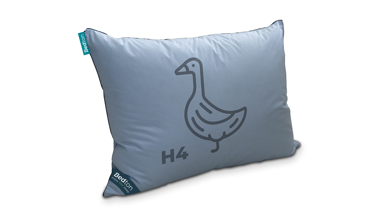 BEDTON C-DUR HARD polštář z husího peří Rozměry: 40x60 cm, Odstín sypkoviny: BLANKYTNÉ MODRÁ, Odstín lemovky: TMAVĚ MODRÁ 60% prachové peří / 40% pírka
