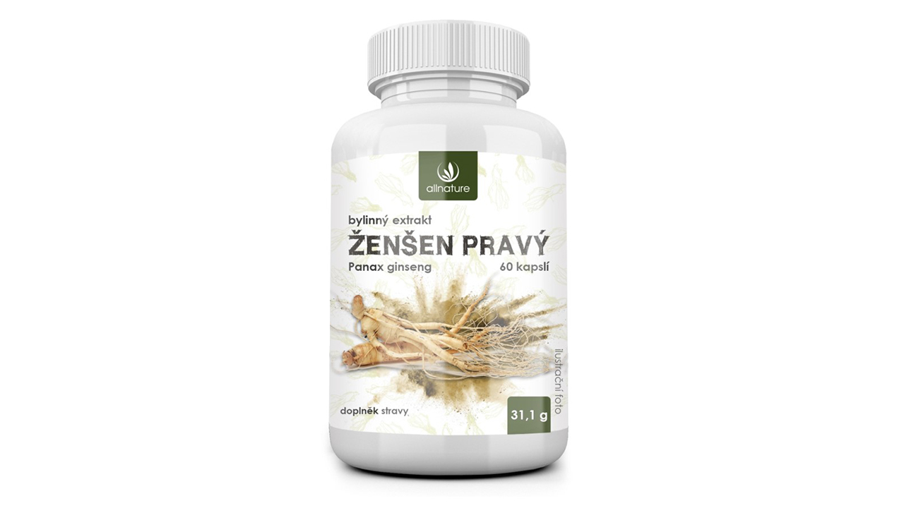 ALLNATURE ŽENŠEN PRAVÝ bylinný extrakt • 60 kapslí - 2.42 Kč / 1 ks