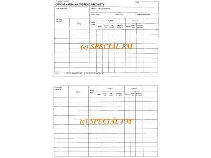osobni karta na sverene predmety