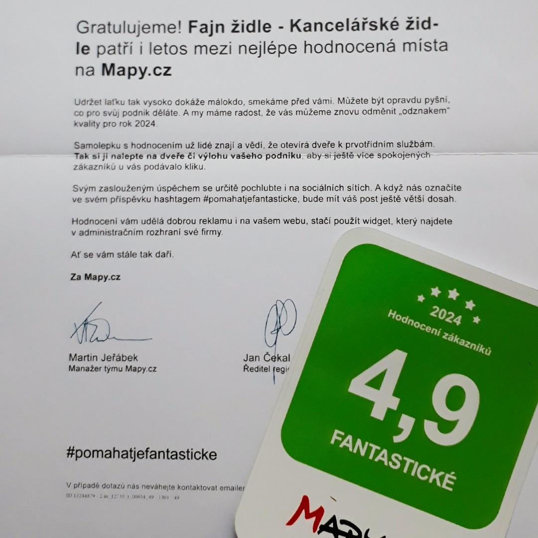 „Odznak kvality“ pro FAJN ŽIDLE