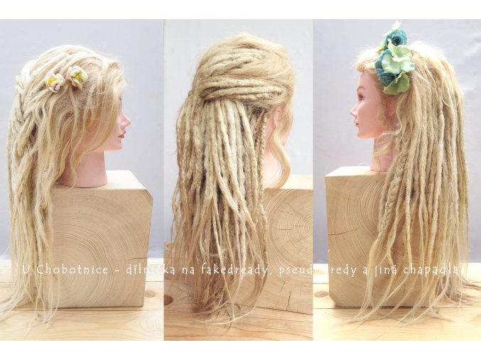 blond fake synthetic dreads dredy pseudo kanekalon flowers