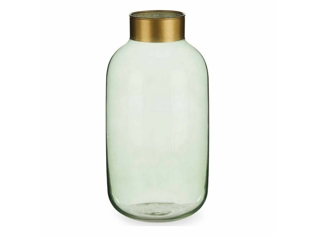 2735531 sklenena vaza hladka zlata zelena 14 5 x 29 5 x 14 5 cm