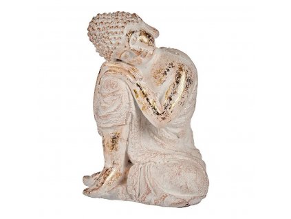 2665800 1 zahradna socha buddha biela zlata polyesterova zivica 23 x 33 x 26 cm