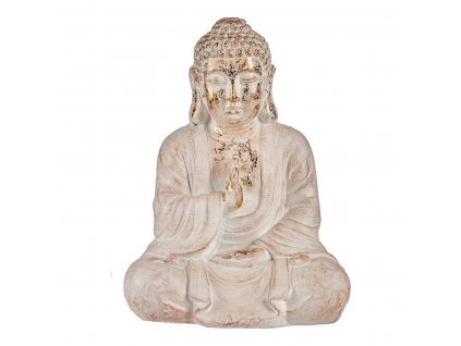 2665785 1 zahradna socha buddha biela zlata polyesterova zivica 23 5 x 49 x 36 cm