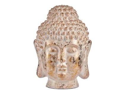 2665767 zahradna socha budhova hlava biela zlata polyesterova zivica 45 5 x 68 x 48 cm