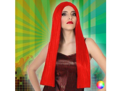 Paruka s dlouhými vlasy 117762 (Barva Červená)