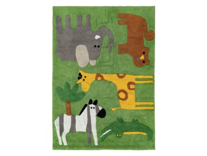 2769350 detsky koberec zvieratka bavlna zelena 160 x 120 cm
